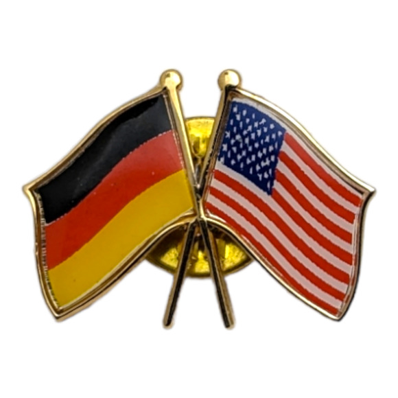 Jewelry - Germany USA Crossed Flags Friendship Patriotic Vintage Hat Lapel Enamel Pin